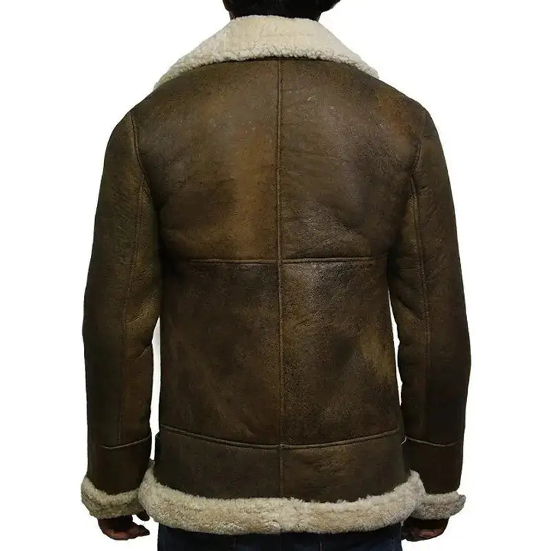 Brown Sheepskin Leather Aviator Jacket - Riders Republic UK