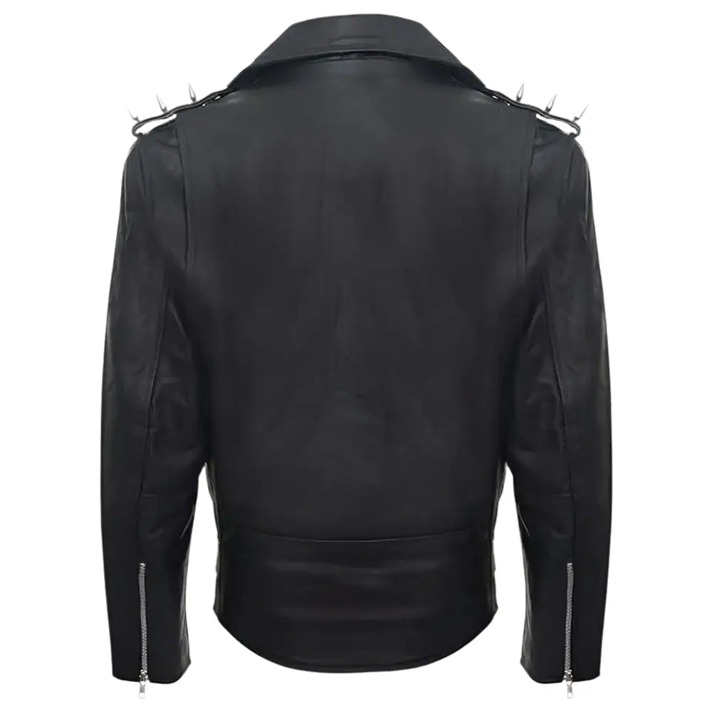 Mens Fringe Leather Studded Motorcycle Jacket - Riders Republic UK