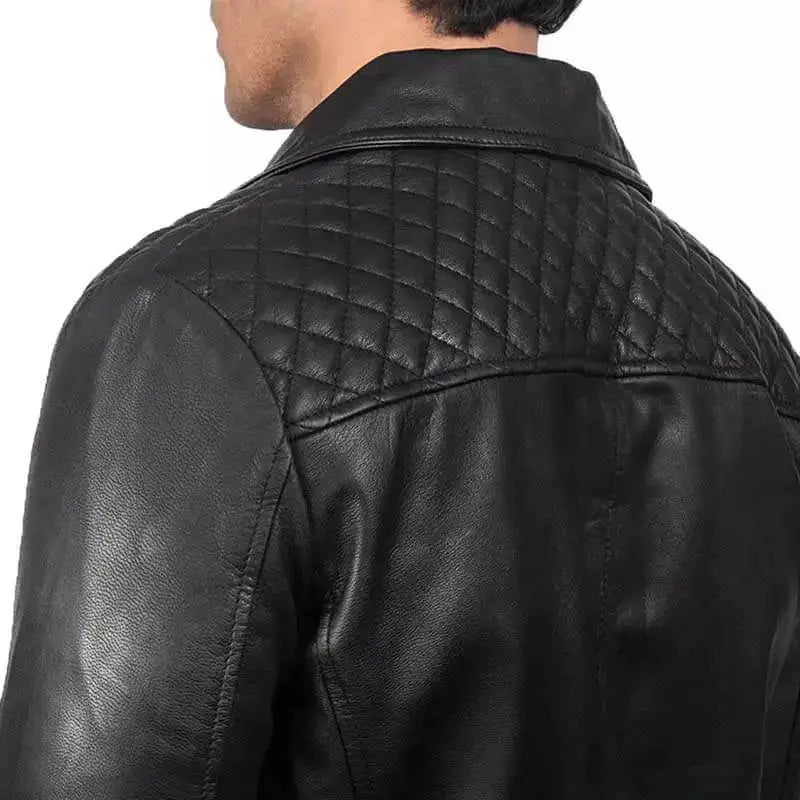 Mens Black Leather Biker Jacket - Riders Republic UK