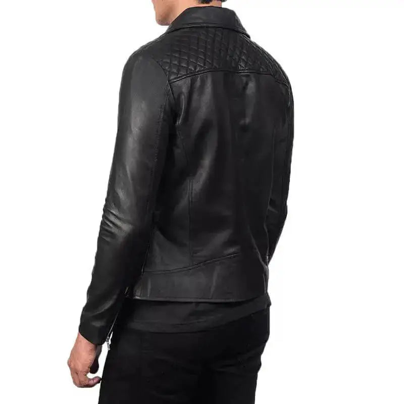 Mens Black Leather Biker Jacket - Riders Republic UK
