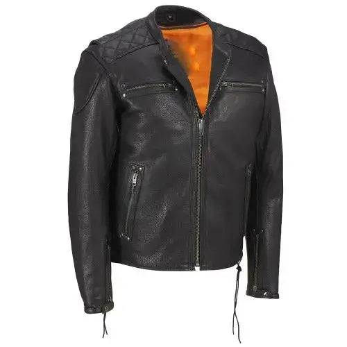 Mens Genuine Lambskin Leather Bomber Jacket - Riders Republic UK