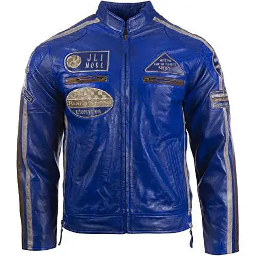 Mens Genuine Leather Biker Jacket - Riders Republic UK