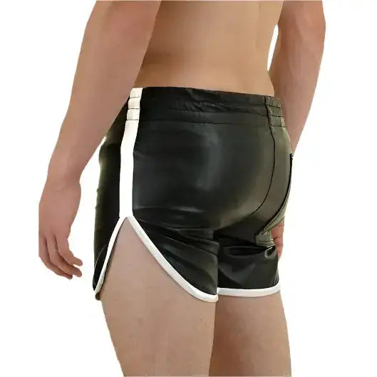 Mens Genuine Leather Gym and Beach Shorts