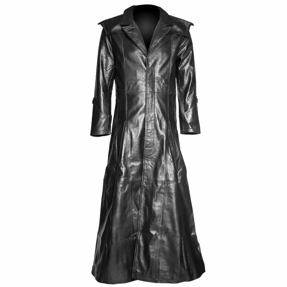 Mens Genuine Leather Long Goth Coat - Riders Republic UK