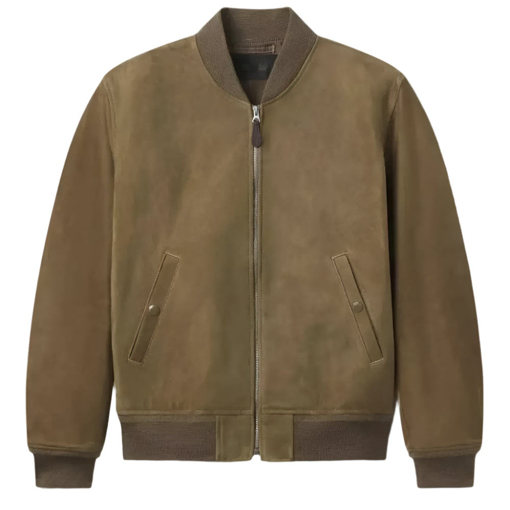 Mens Tan Suede Leather Biker Jacket - Riders Republic UK
