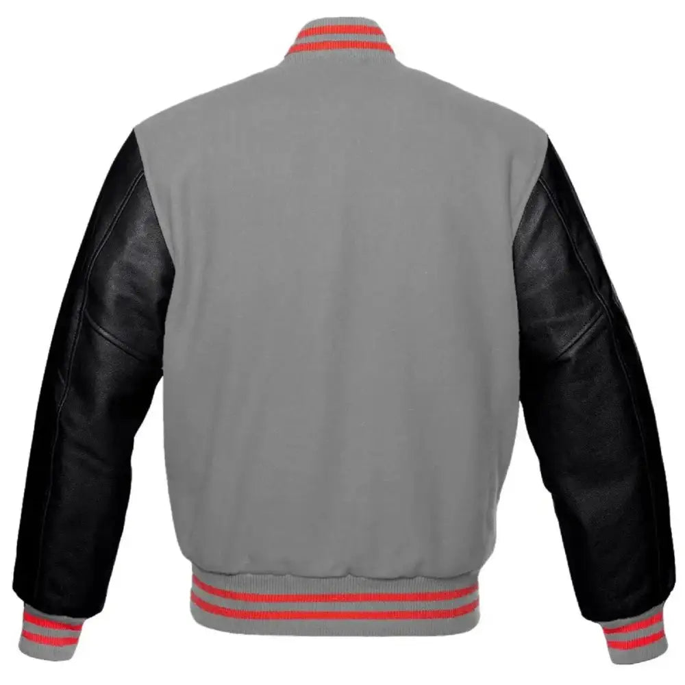 Mens Gray Wool Varsity Bomber Jacket - Riders Republic UK