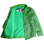 Mens Green Lambskin Leather Shirt