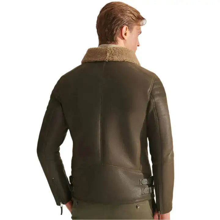 Mens Green RAF Shearling Aviator Jacket - Riders Republic UK