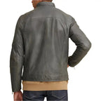 Mens Green Motorbike Leather Jacket - Riders Republic UK