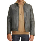 Mens Green Motorbike Leather Jacket - Riders Republic UK