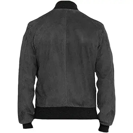 Mens Grey Suede Bomber Jacket - Riders Republic UK