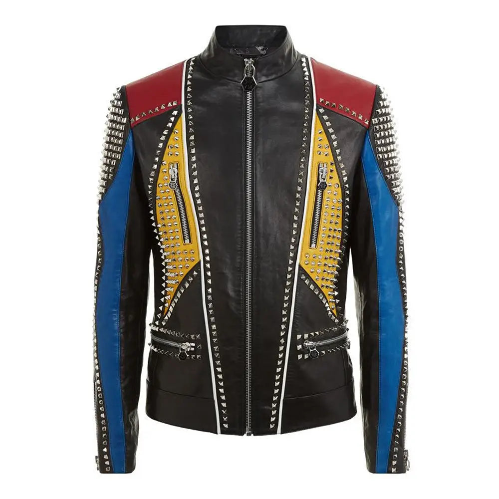 Philipp Multi-Color Studded Leather Jacket - Riders Republic UK