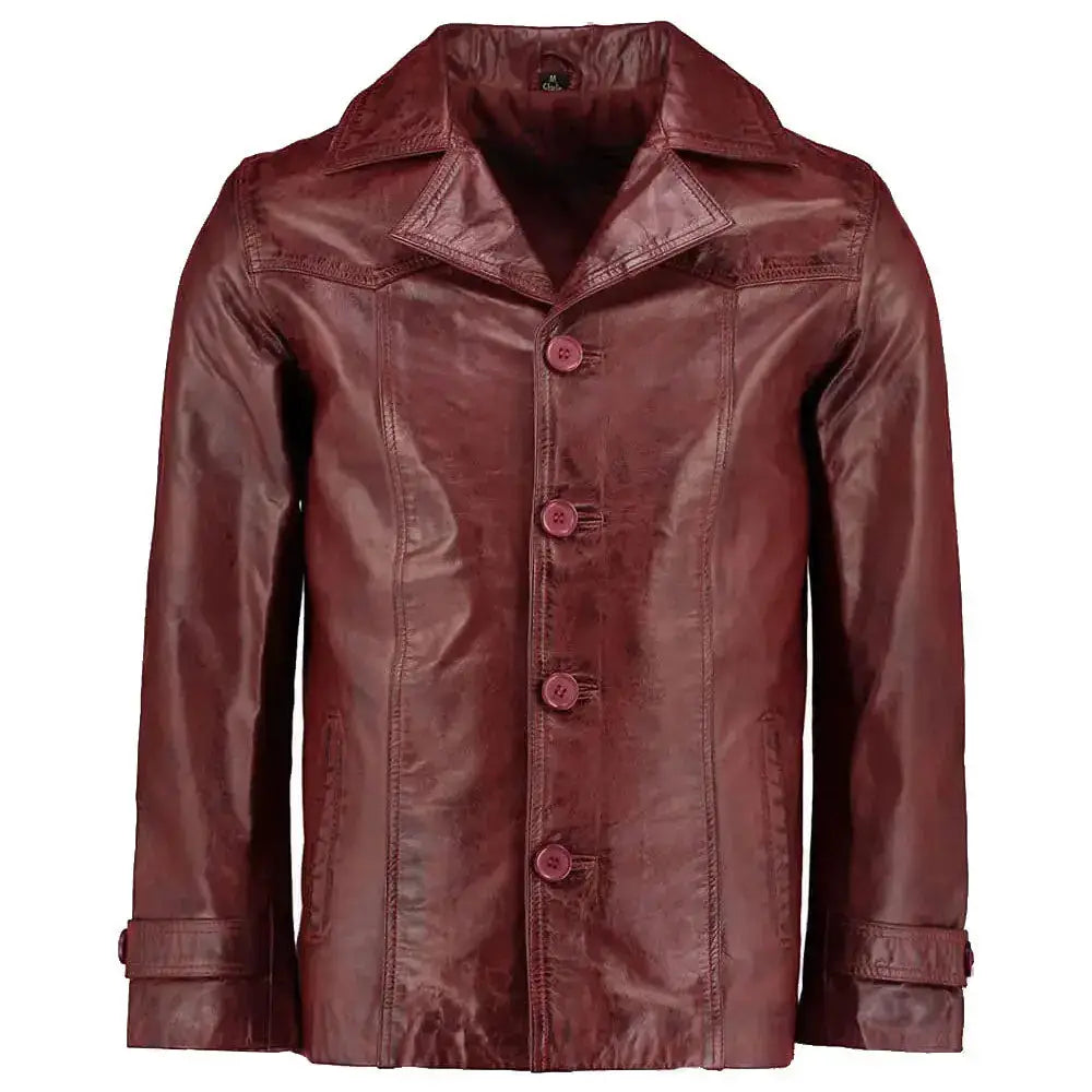 Heist Red Wine Vintage Leather Jacket Mens - Riders Republic UK