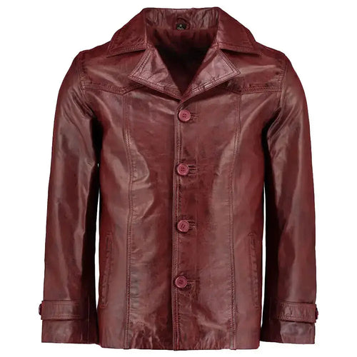 Heist Red Wine Vintage Leather Jacket Mens - Riders Republic UK