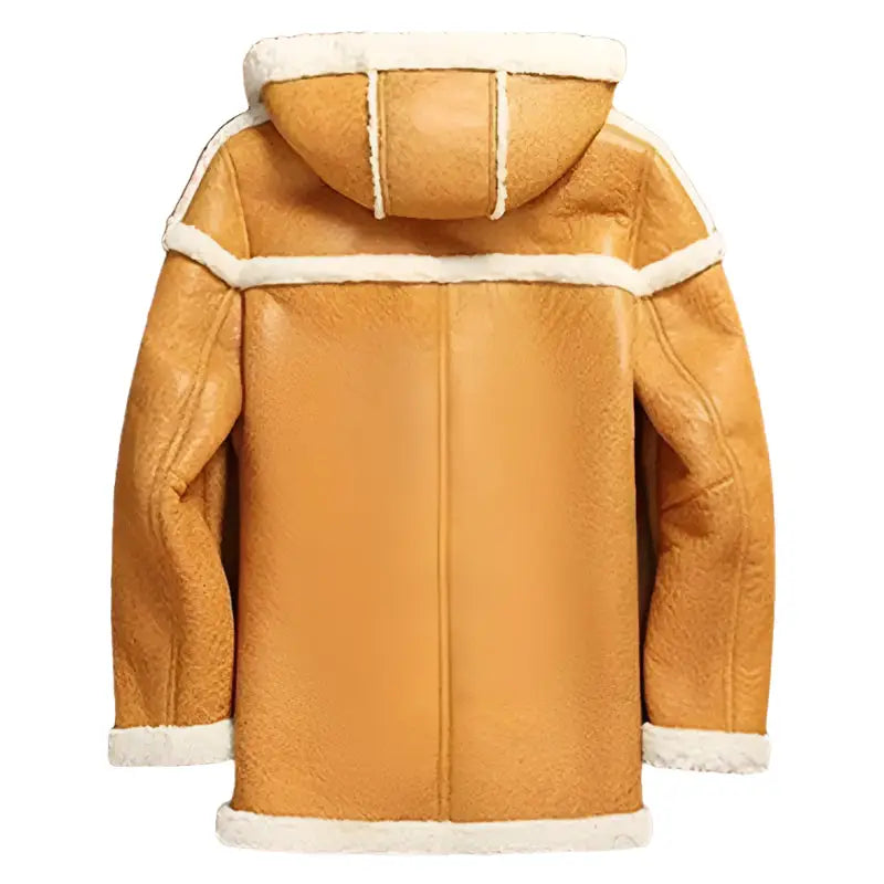 Mens Hooded Shearling Bomber Coat Yellow - Riders Republic UK