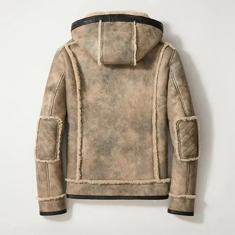 Mens Hooded Shearling Fur Jacket - Riders Republic UK