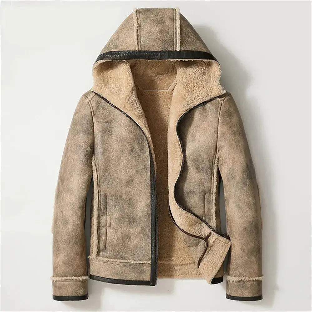 Mens Hooded Shearling Fur Jacket - Riders Republic UK