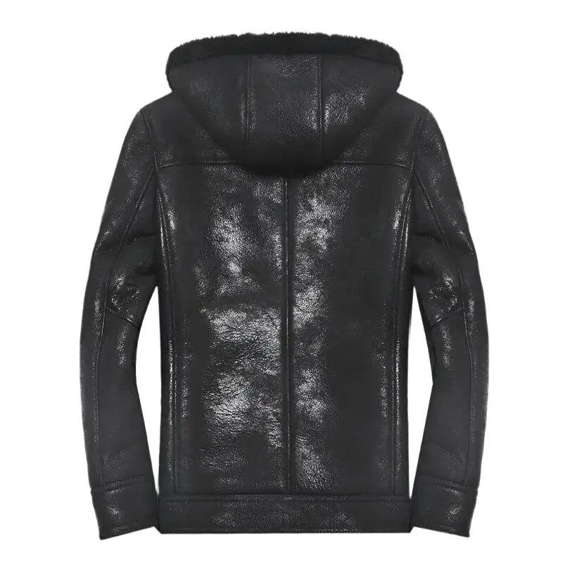 Mens Hooded Sheepskin Winter Coat - Riders Republic UK