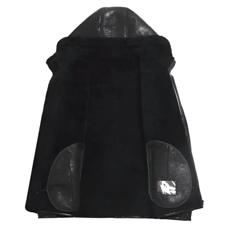 Mens Hooded Sheepskin Winter Coat - Riders Republic UK