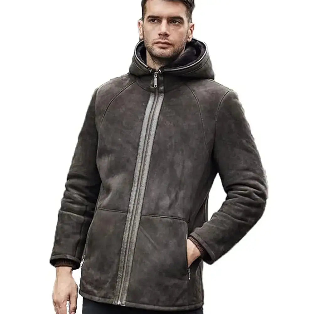 Mens Sheepskin Hooded Coat - Riders Republic UK