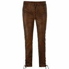 Tan Brown Leather Biker Jeans - Riders Republic UK
