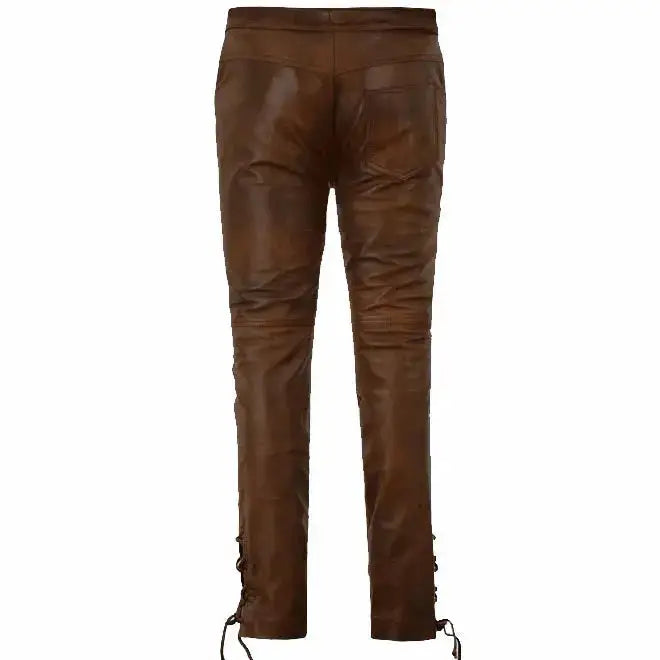 Tan Brown Leather Biker Jeans - Riders Republic UK