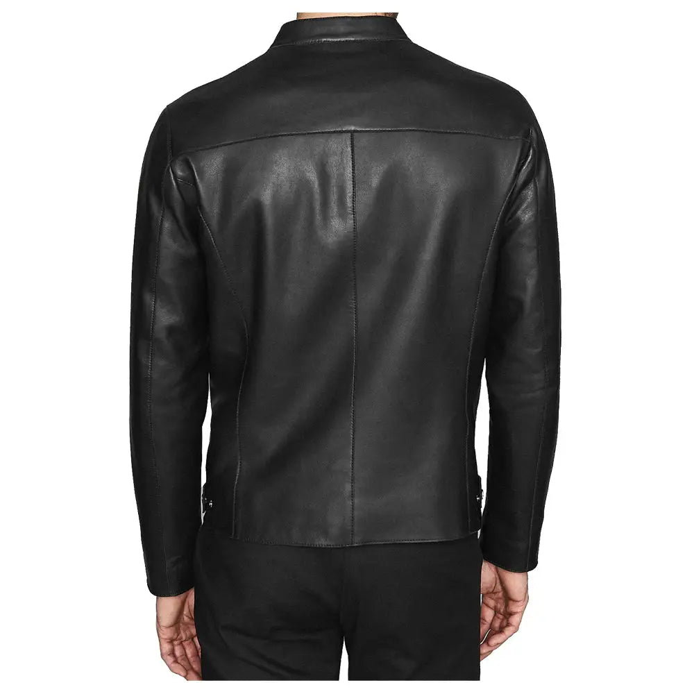 Mens Leather Cafe Racer Jacket - Riders Republic UK