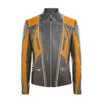 Mens Multi Color Leather Fashion Jacket - Riders Republic UK
