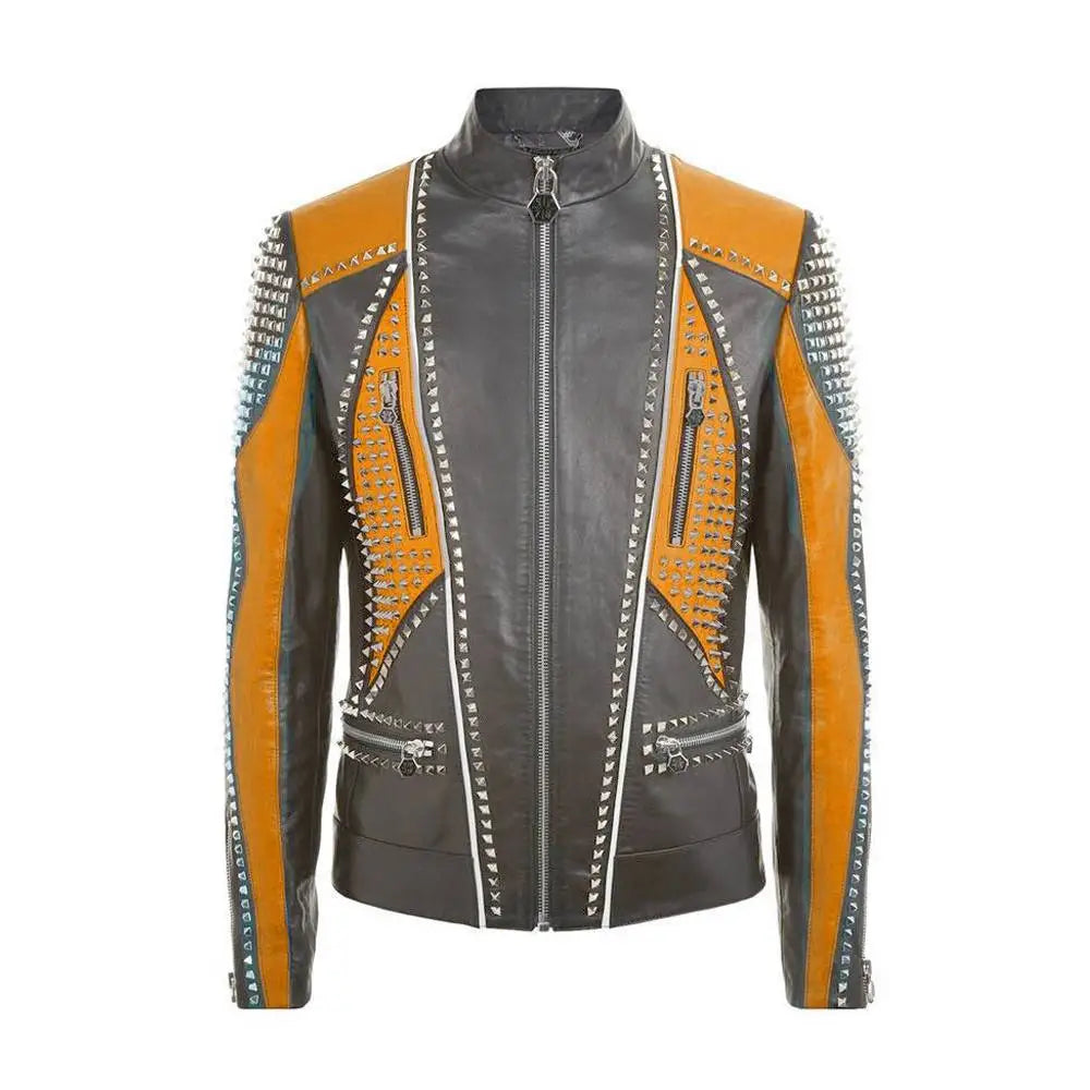 Mens Multi Color Leather Fashion Jacket - Riders Republic UK