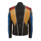 Mens Multi Color Leather Fashion Jacket - Riders Republic UK
