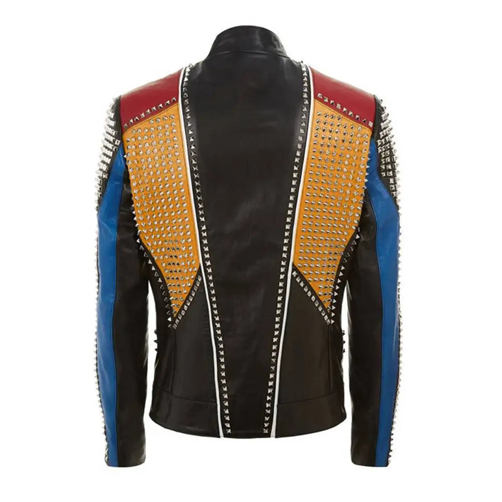 Mens Multi Color Leather Fashion Jacket - Riders Republic UK