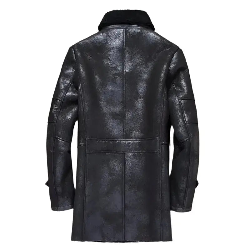 Mens Long Military Sheepskin Leather Jacket - Riders Republic UK