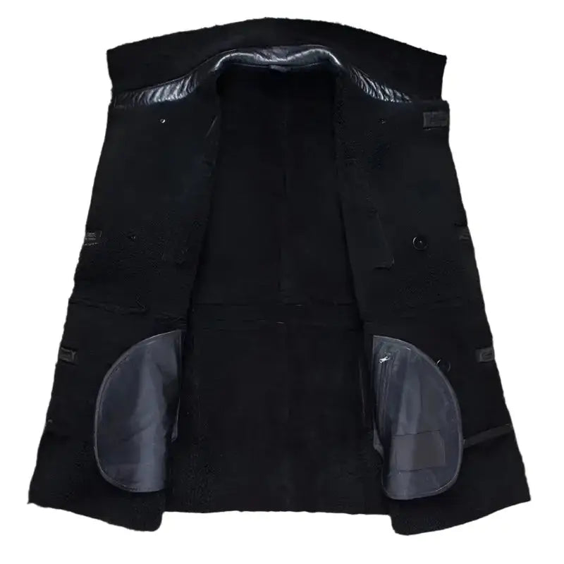 Mens Long Military Sheepskin Leather Jacket - Riders Republic UK