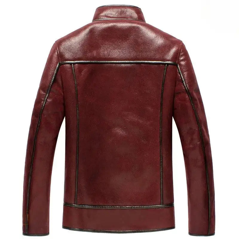 Maroon Sheepskin Leather Aviator Jacket - Riders Republic UK