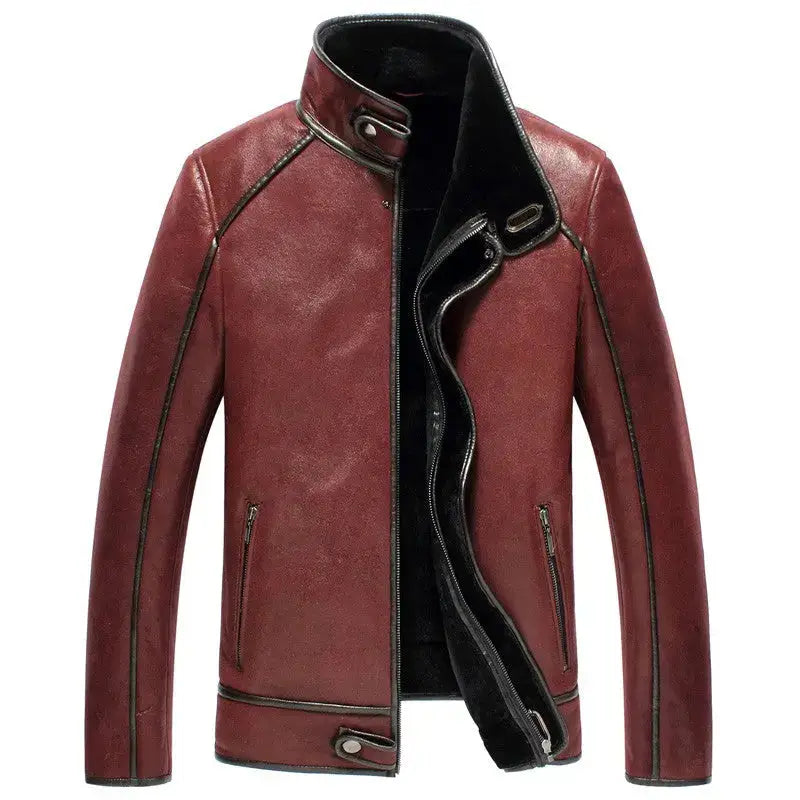 Maroon Sheepskin Leather Aviator Jacket - Riders Republic UK