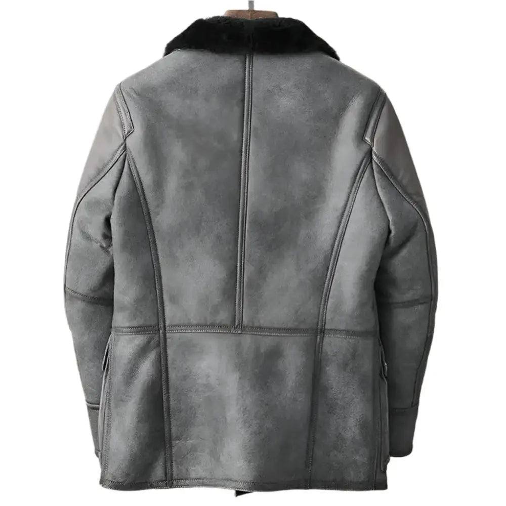 Mens Metallic Gray B3 Shearling Bomber Jacket - Riders Republic UK