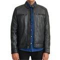 Mens Leather Motorcycle Jacket with Shoulder Patches - Riders Republic UK