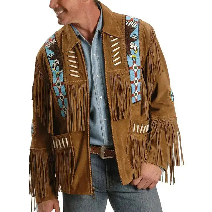 Mens Vintage Western Leather Jacket - Riders Republic UK