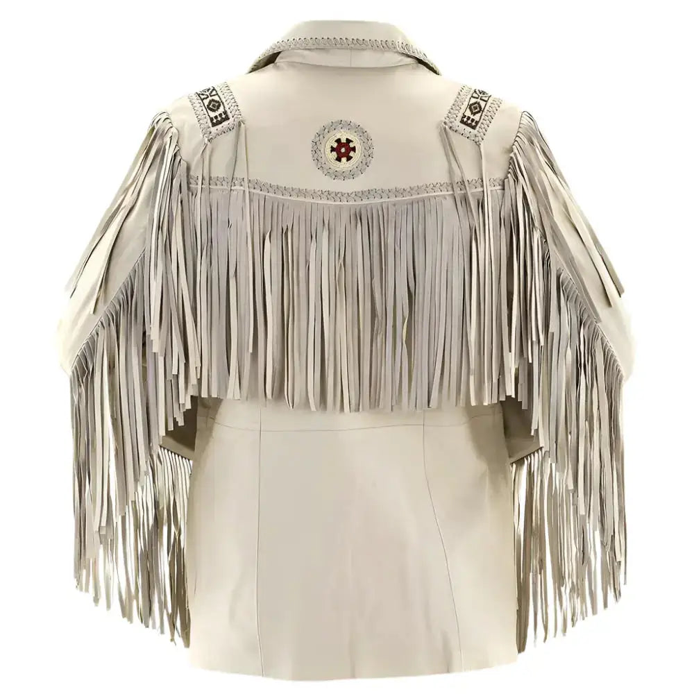 Mens Beige Suede Western Jacket with Fringe - Riders Republic UK