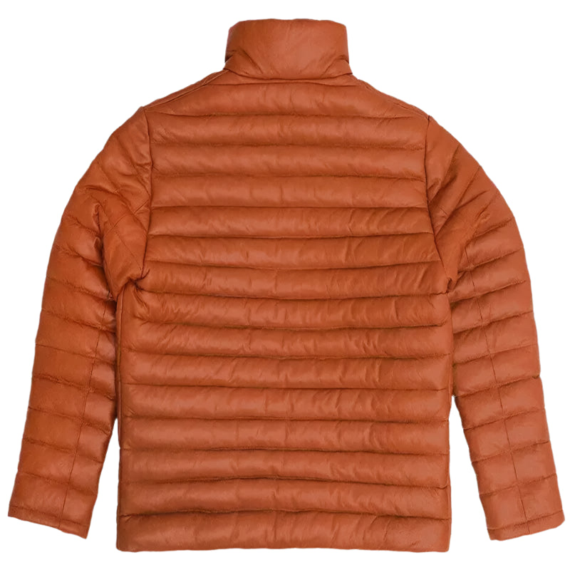 Mens Quilted Lambskin Leather Puffer Jacket - Riders Republic UK