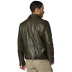 Mens Olive Leather Moto Jacket - Riders Republic UK