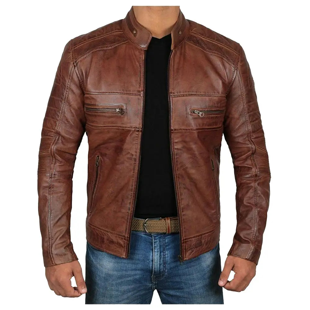 Mens Oxblood Bomber Leather Jacket - Riders Republic UK