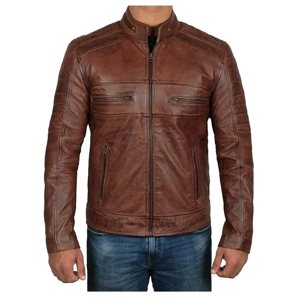Mens Oxblood Bomber Leather Jacket - Riders Republic UK