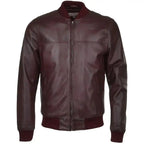 Mens Oxblood Leather Bomber Jacket - Riders Republic UK