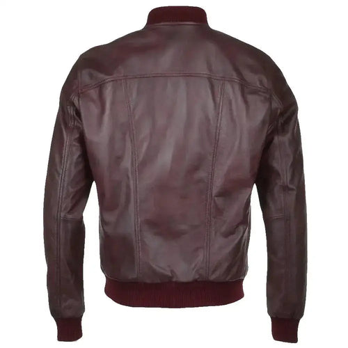 Mens Oxblood Leather Bomber Jacket - Riders Republic UK