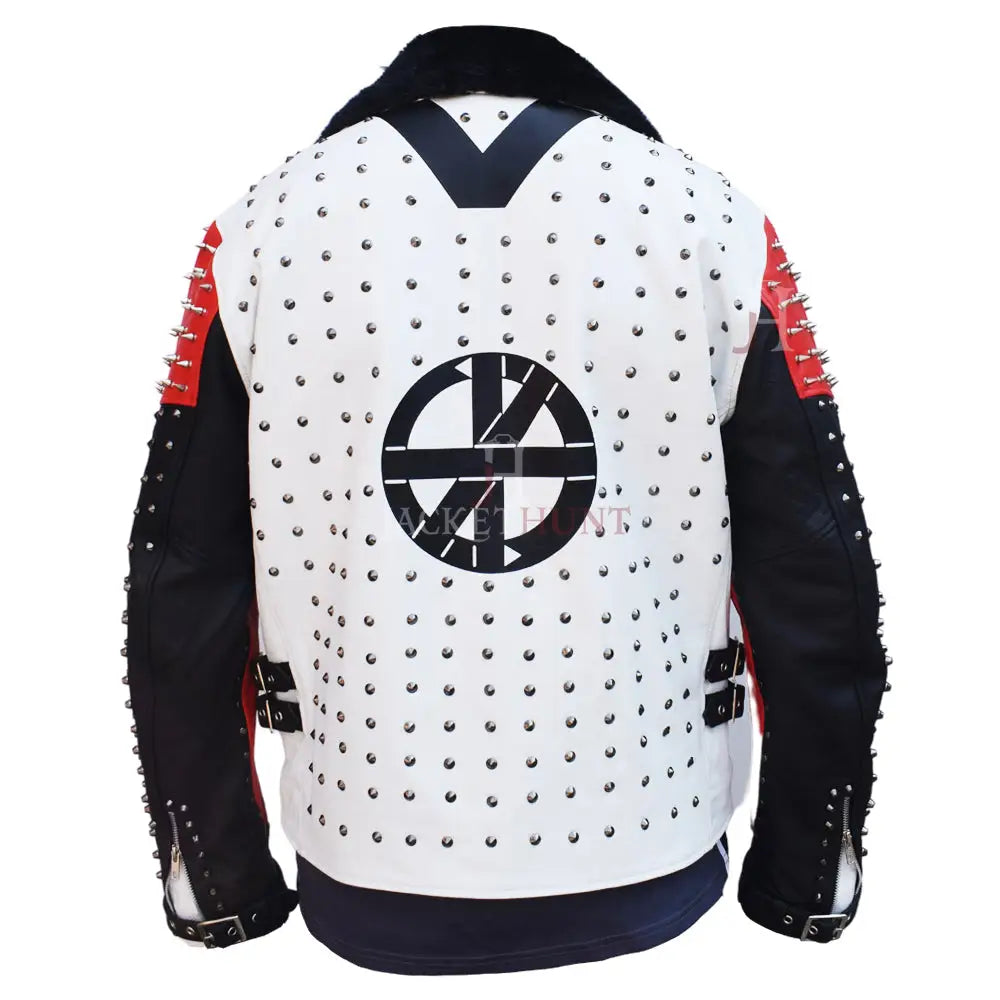 Mens Studded Punk Rock Leather Jacket - Riders Republic UK