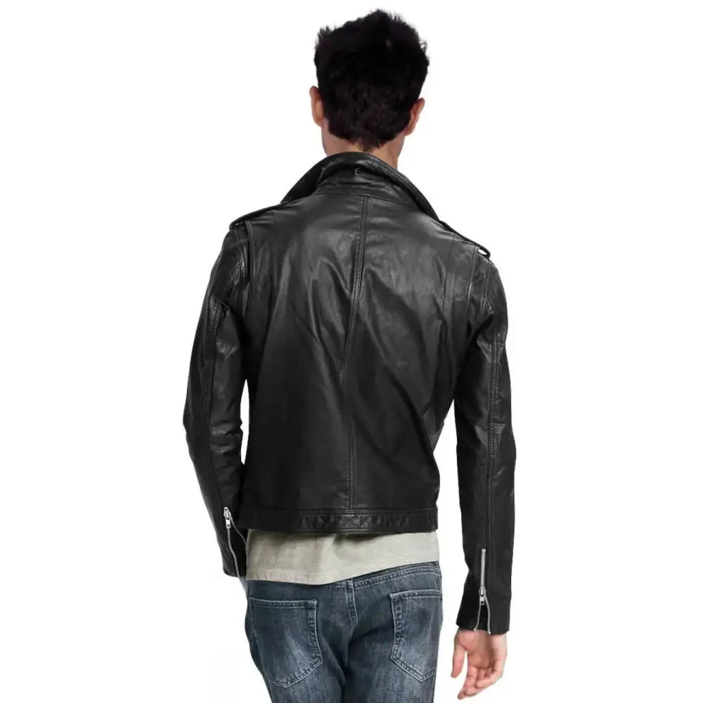 Men’s Black Leather Motorcycle Jacket - Riders Republic UK