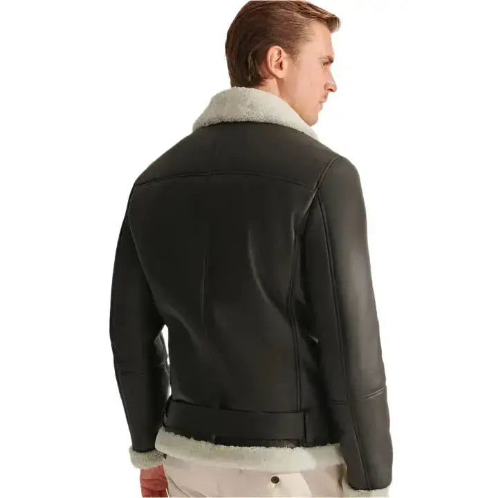 Mens RAF Black B3 Shearling Aviator Jacket - Riders Republic UK