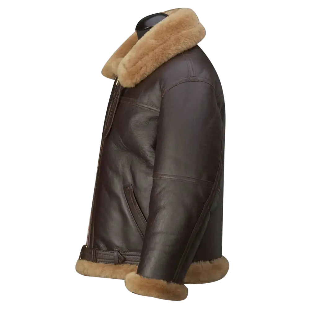 Mens RAF Shearling Aviator Jacket Brown - Riders Republic UK