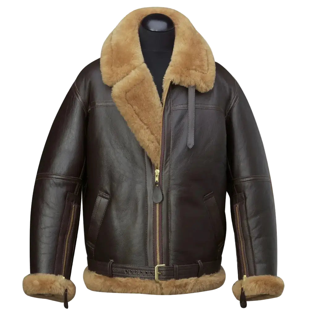 Mens RAF Shearling Aviator Jacket Brown - Riders Republic UK